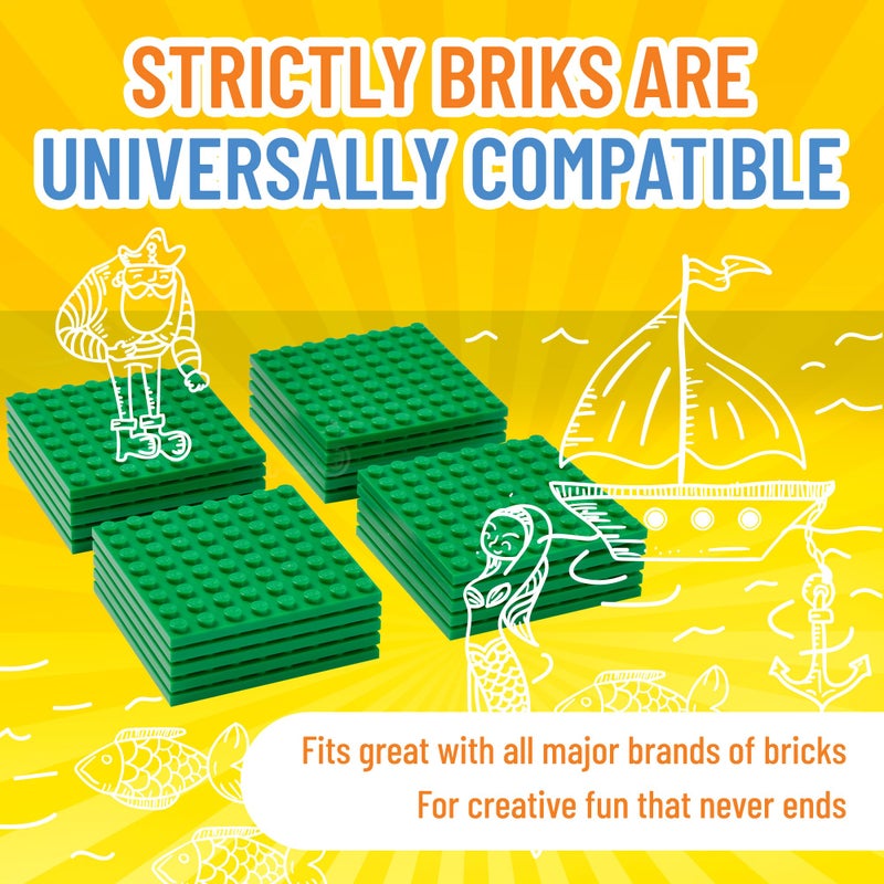 Strictly Briks Classic Building Brick Baseplates, Green, 20 Pieces, 8x8 Studs, Creative Play Set for Ages 3 and Up, 100% Compatible with All Major Brick Brands - Image 4